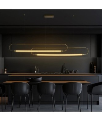 kelvo® GLOW KLV-101-0178 Κρεμαστό Φωτιστικό Οροφής LED 28W 2800lm 360° AC 220-240V IP20 Ρυθμιζόμενο Λευκό CCT με Χειριστήριο από 2700K έως 6000K Dimmable - Lumileds SMD Chip - Χρυσό Πλατίνα - Μ167 x Π7 x Υ24cm - 3 Χρόνια Εγγύηση